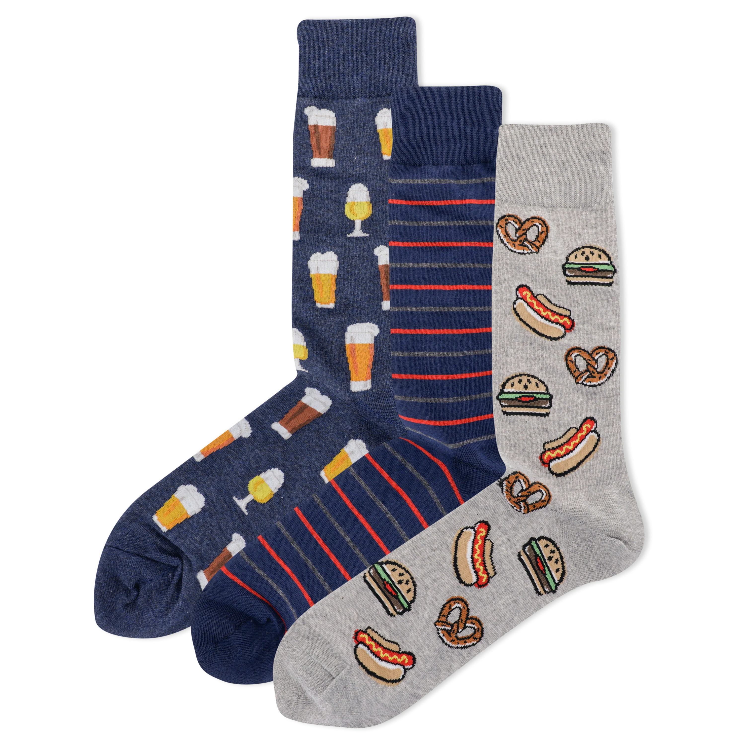 HOTSOX Men's Beer 3 Pack Crew Socks