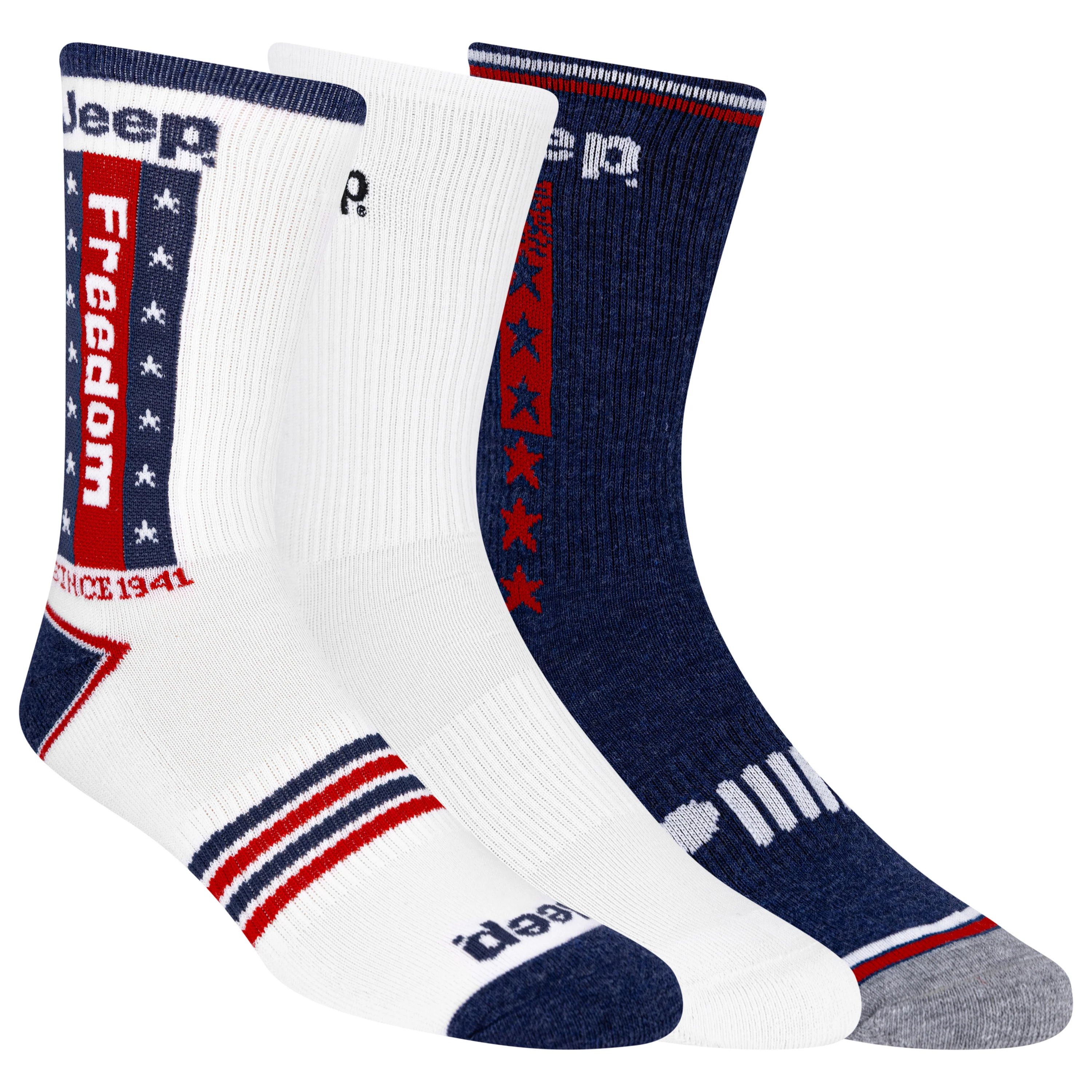Jeep Women's Freedom Crew Americana Sock, 3 Pair Pack