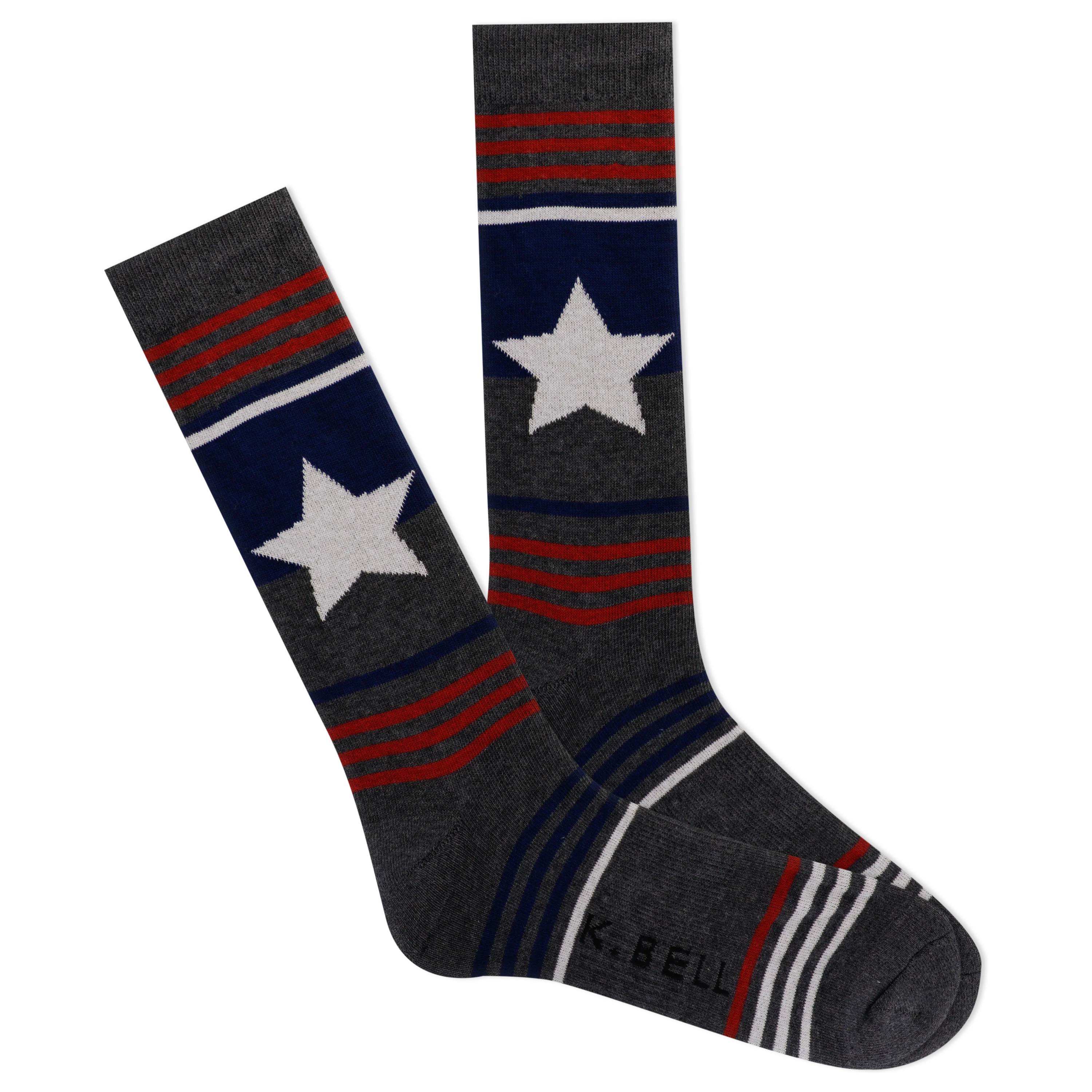 K.Bell Men's American Made Star Block Crew Sock