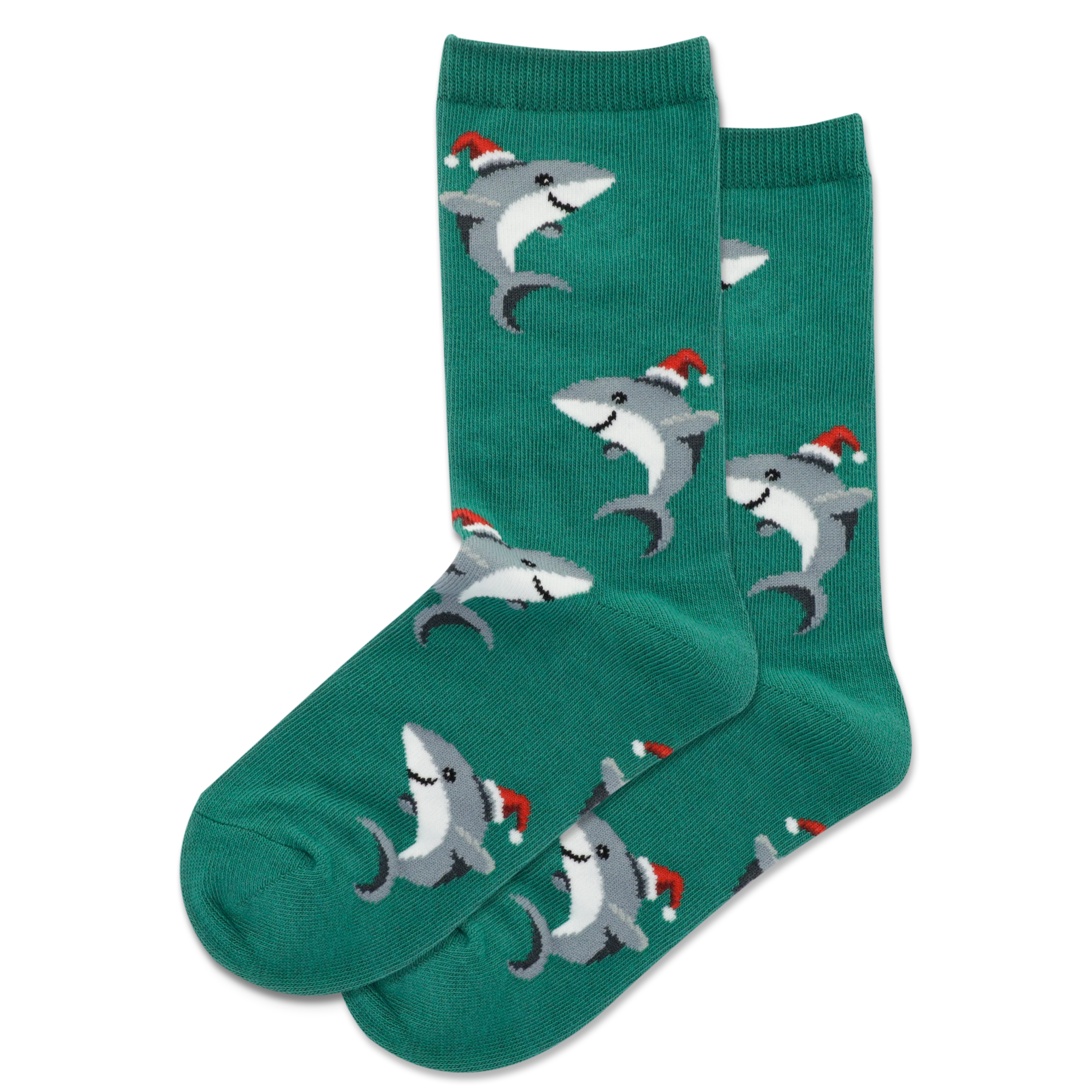HOTSOX Kid's Shark with Santa Hat Crew Socks