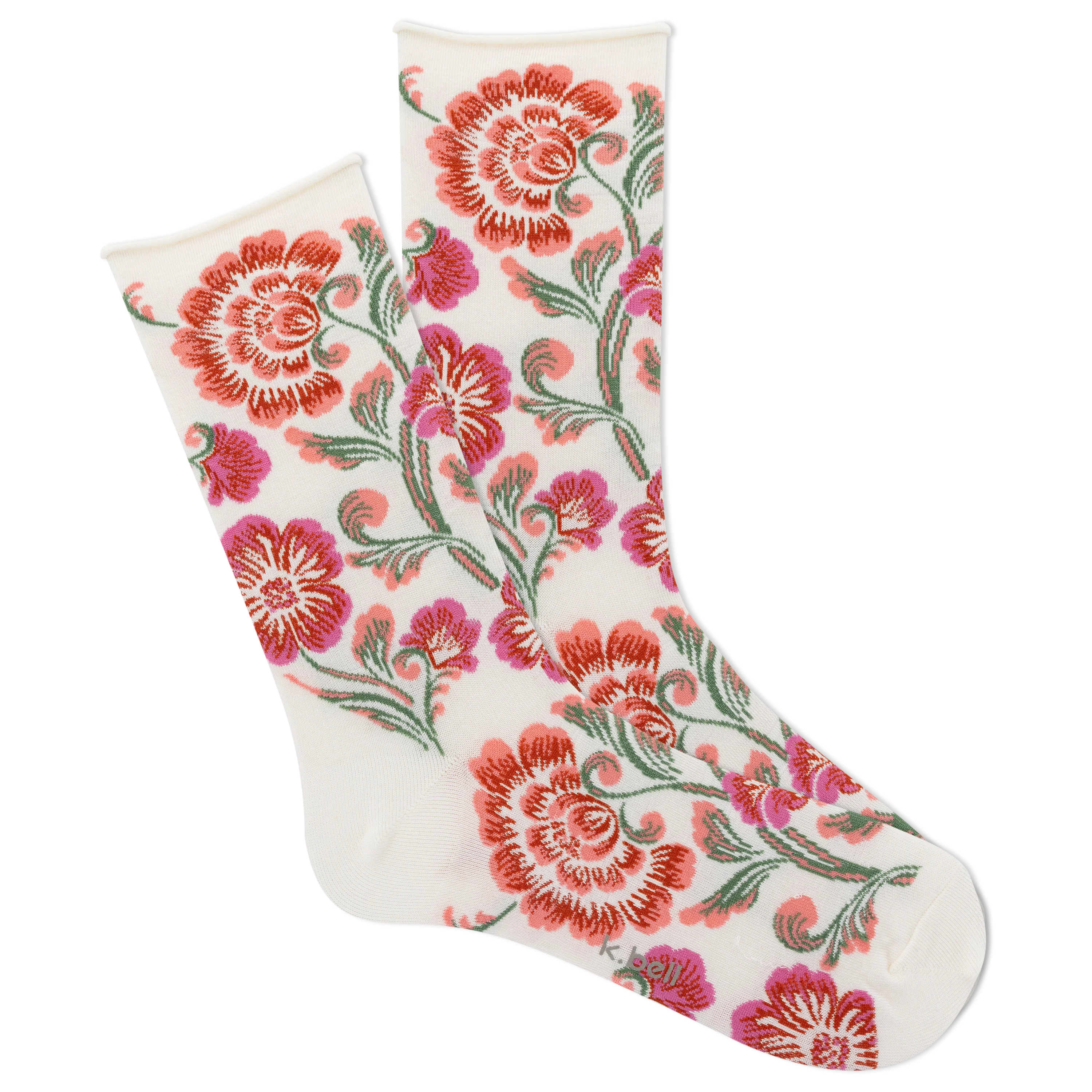K.Bell Women's Romantic Floral Crew Sock