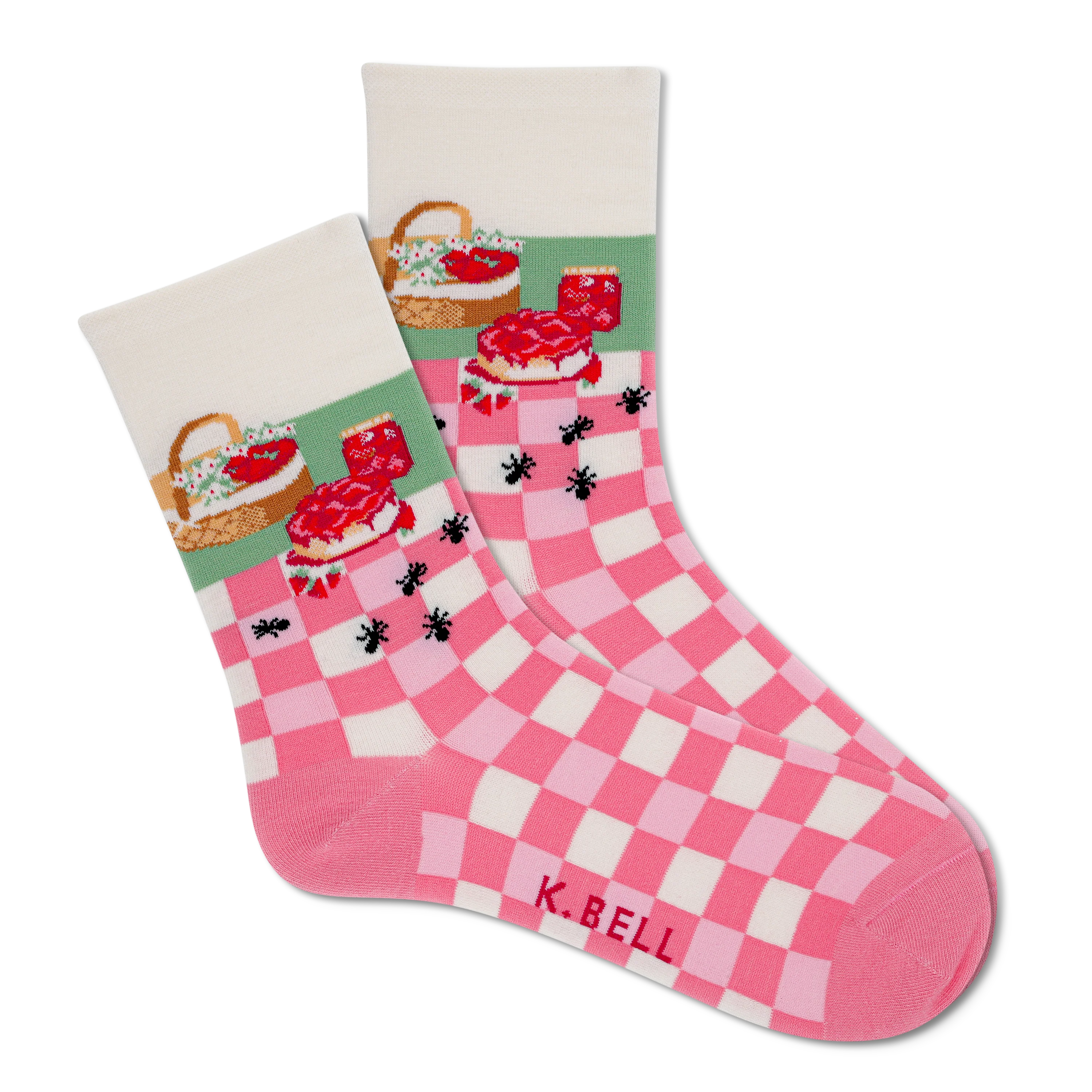 K.Bell Women's Strawberry Picnic Crew Socks