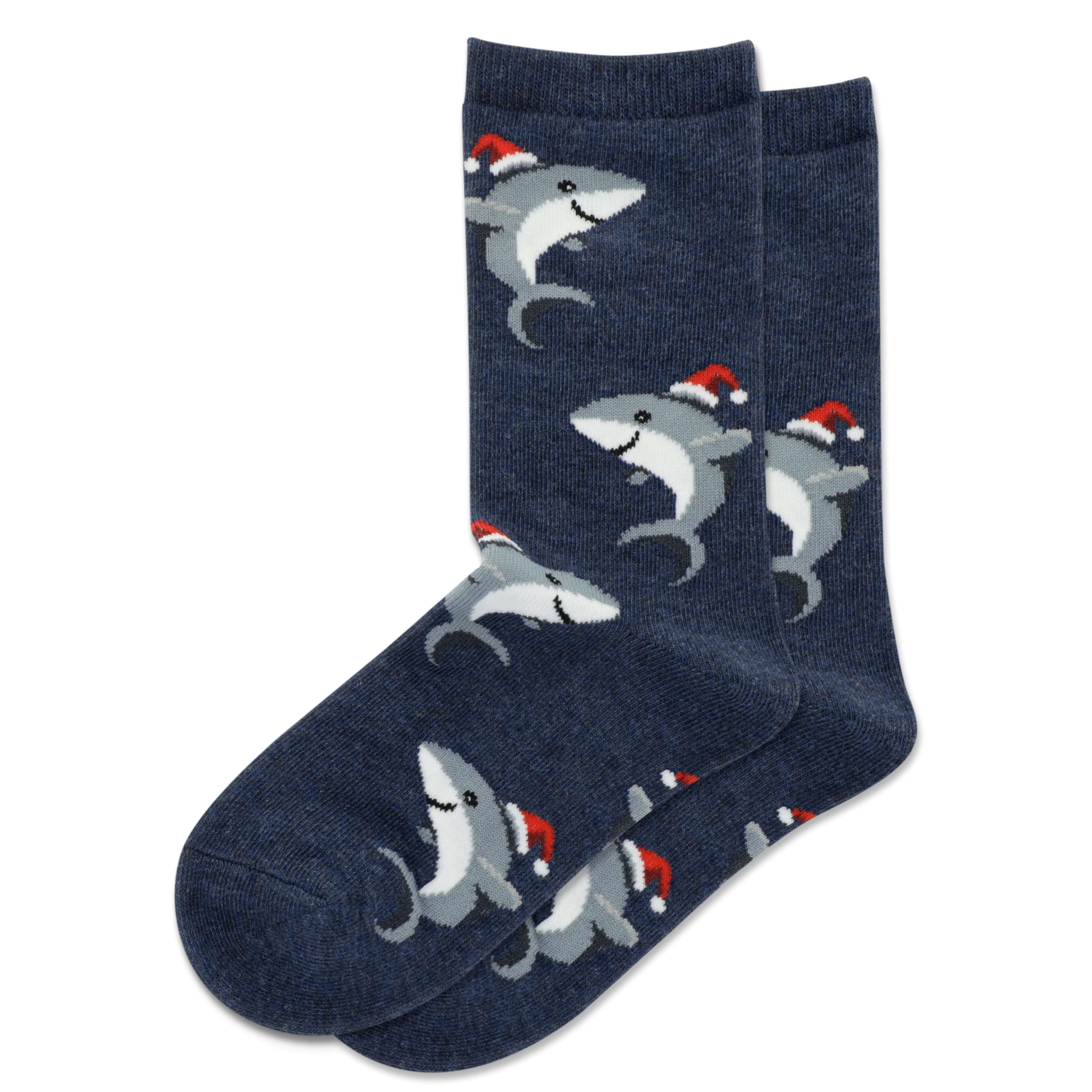 HOTSOX Kid's Shark with Santa Hat Crew Socks