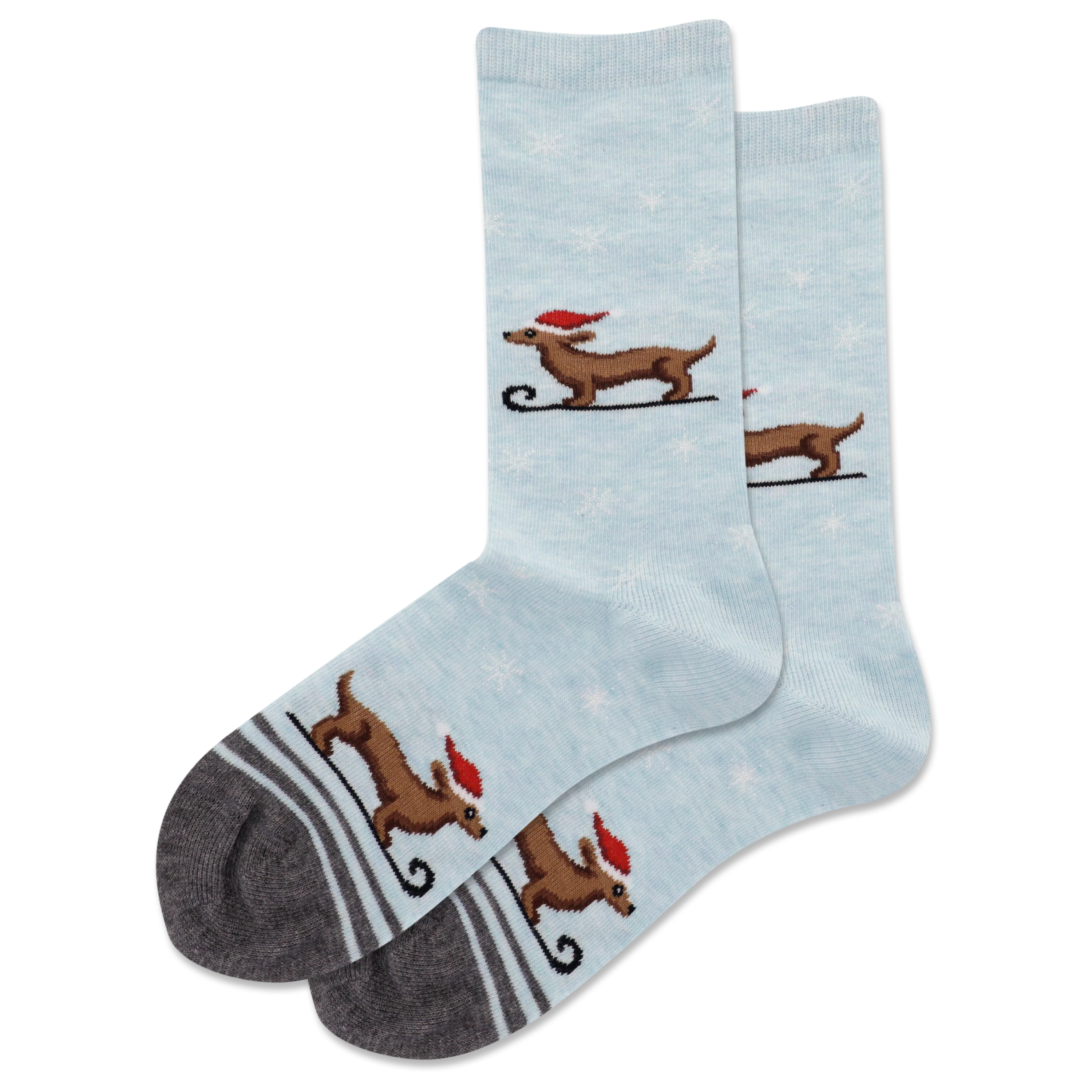 HOTSOX Kid's Sledding Dog with Santa Hat Crew Socks