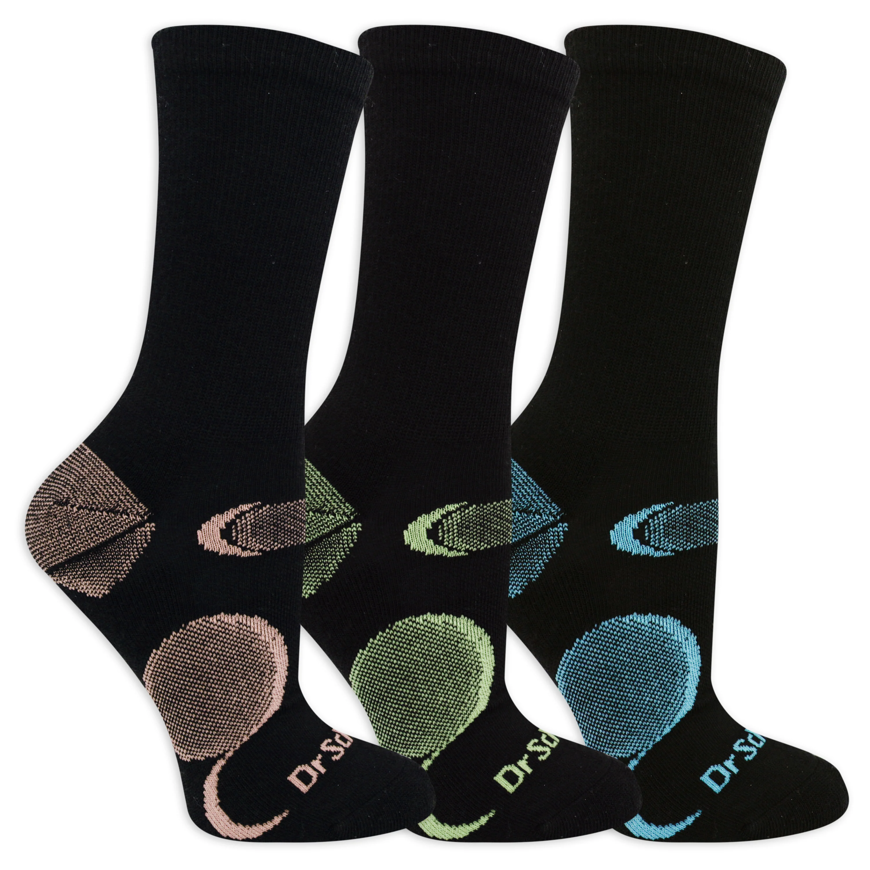 Dr. Scholl’s Women’s Performance Crew Socks 3 Pair Pack - Arch Support, Cushioned Comfort