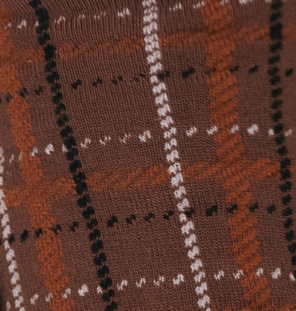 K.Bell Women's Modal Plaid Crew Socks with Ruffled Edge in Brown