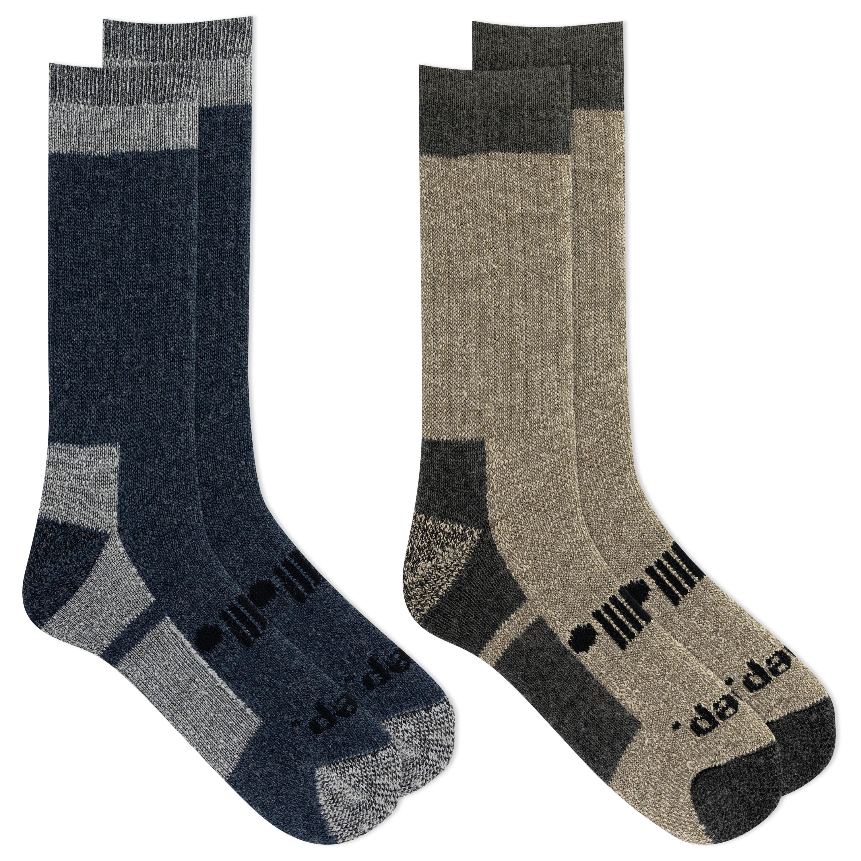 Jeep® Men's Performance Wool Hiking Crew Socks 2 Pair Pack Made in USA - Heavyweight, Cushioned Comfort