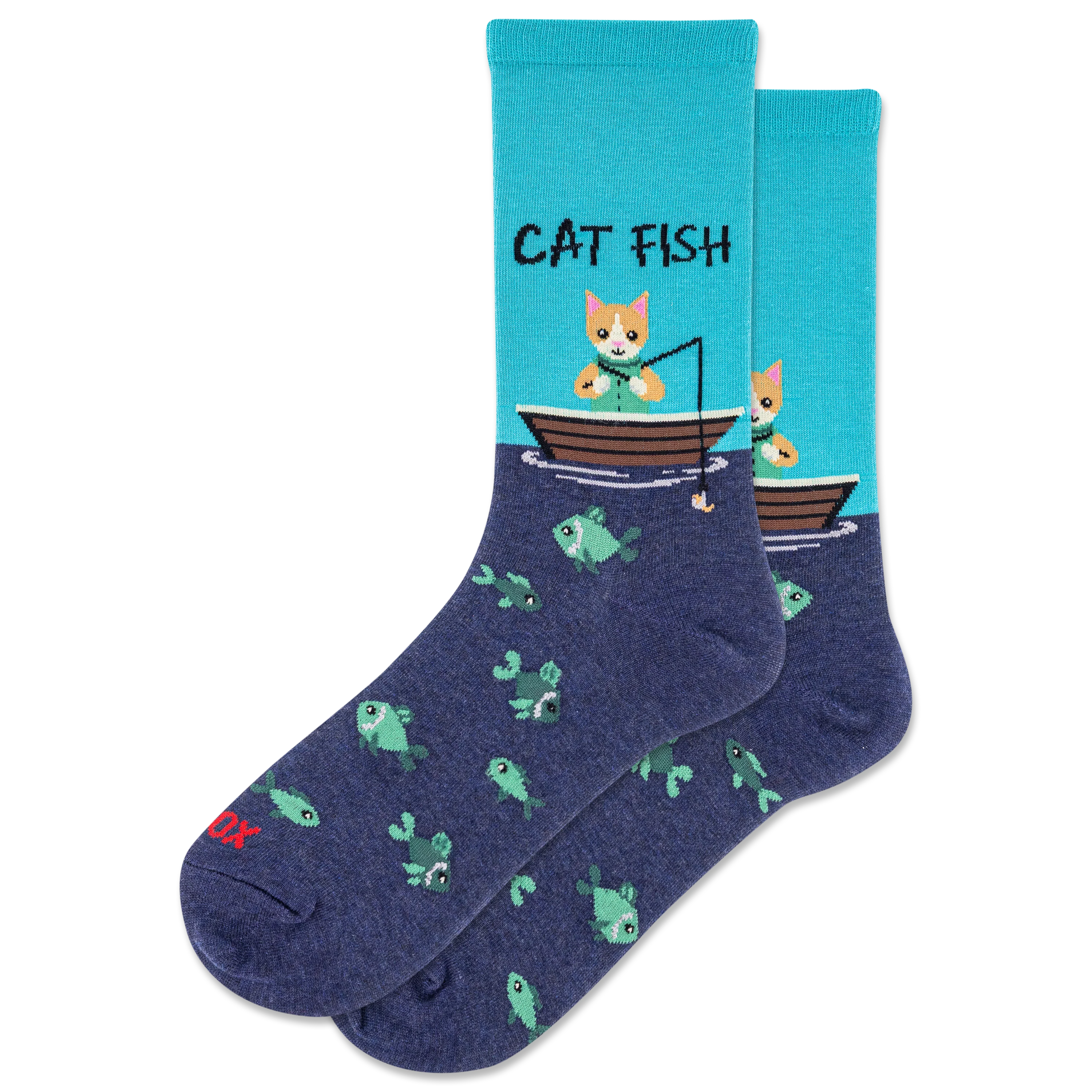 HOTSOX Women's Cat Fish Crew Socks