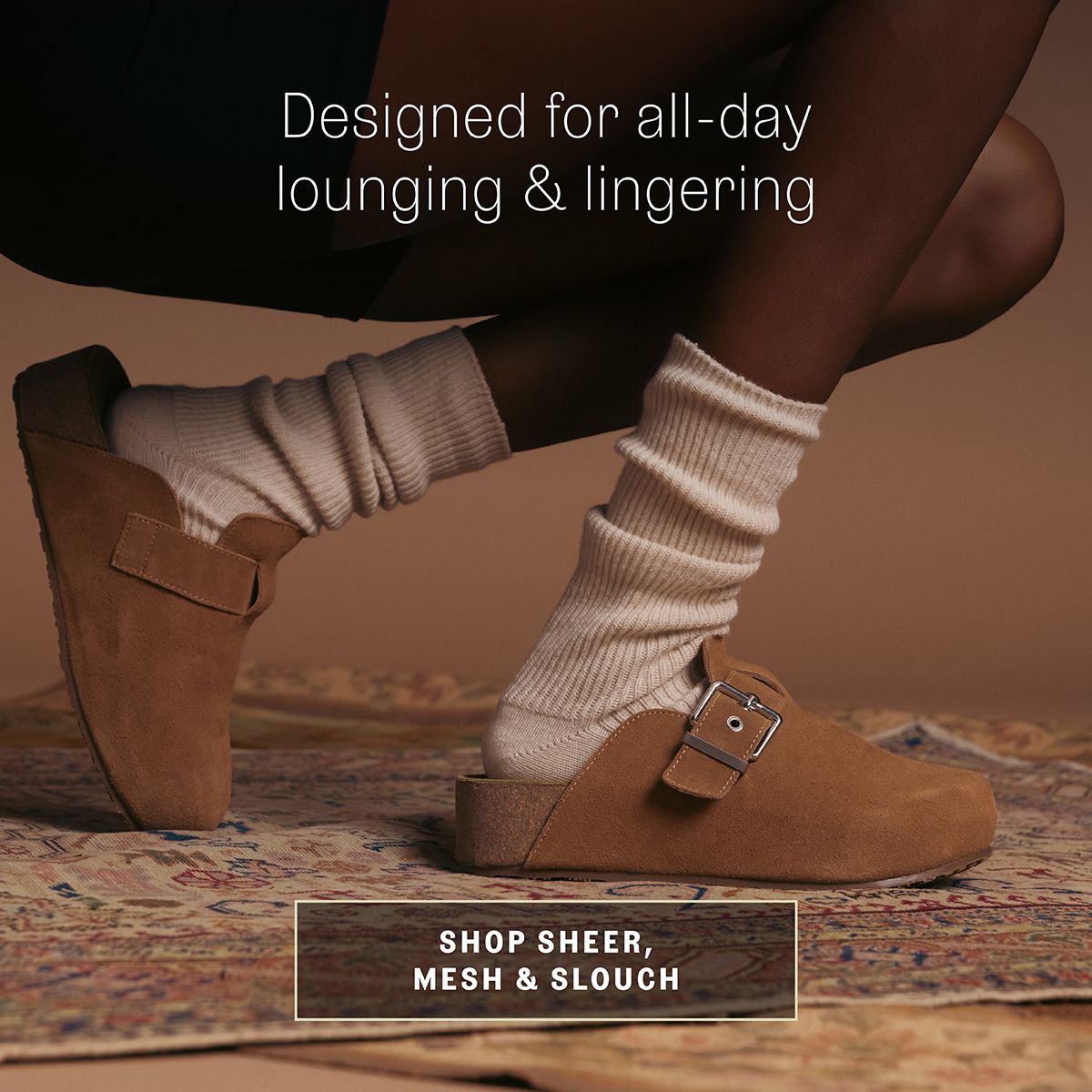 Sheer mesh and slouch socks