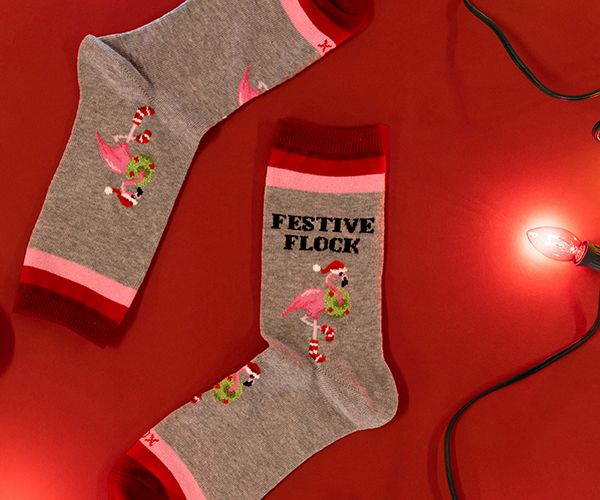 HOTSOX Women's Fuzzy Festive Flock Crew Socks