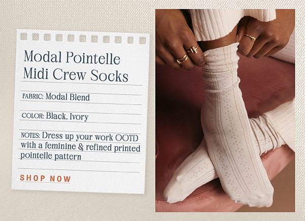 K.Bell Women's Modal Pointelle Midi Crew Socks