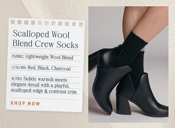 K.Bell Women's Wool Blend Crew Socks with Scallop Edge