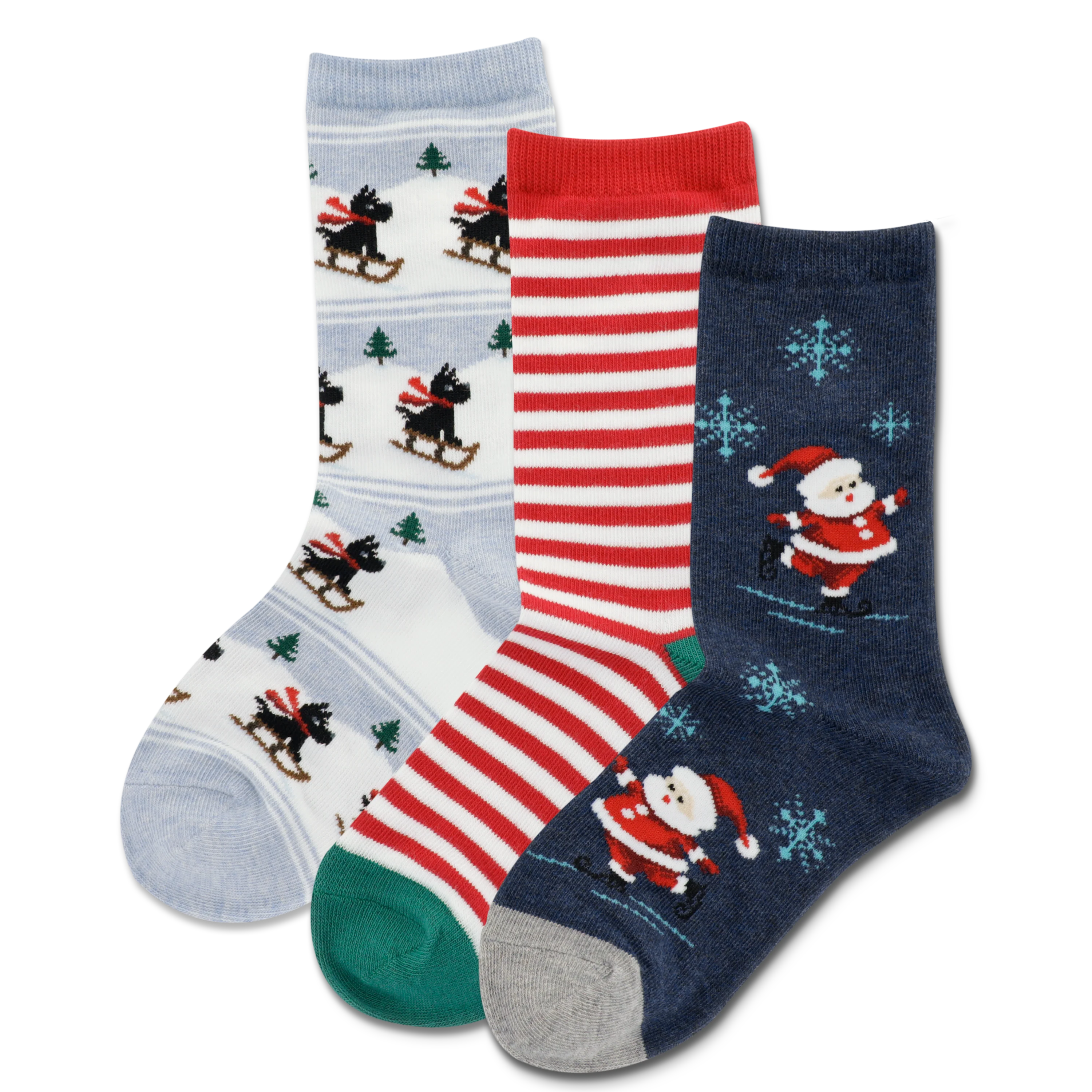 Image of HOTSOX Kid's Skating Santa 3 Pair Pack Crew Socks