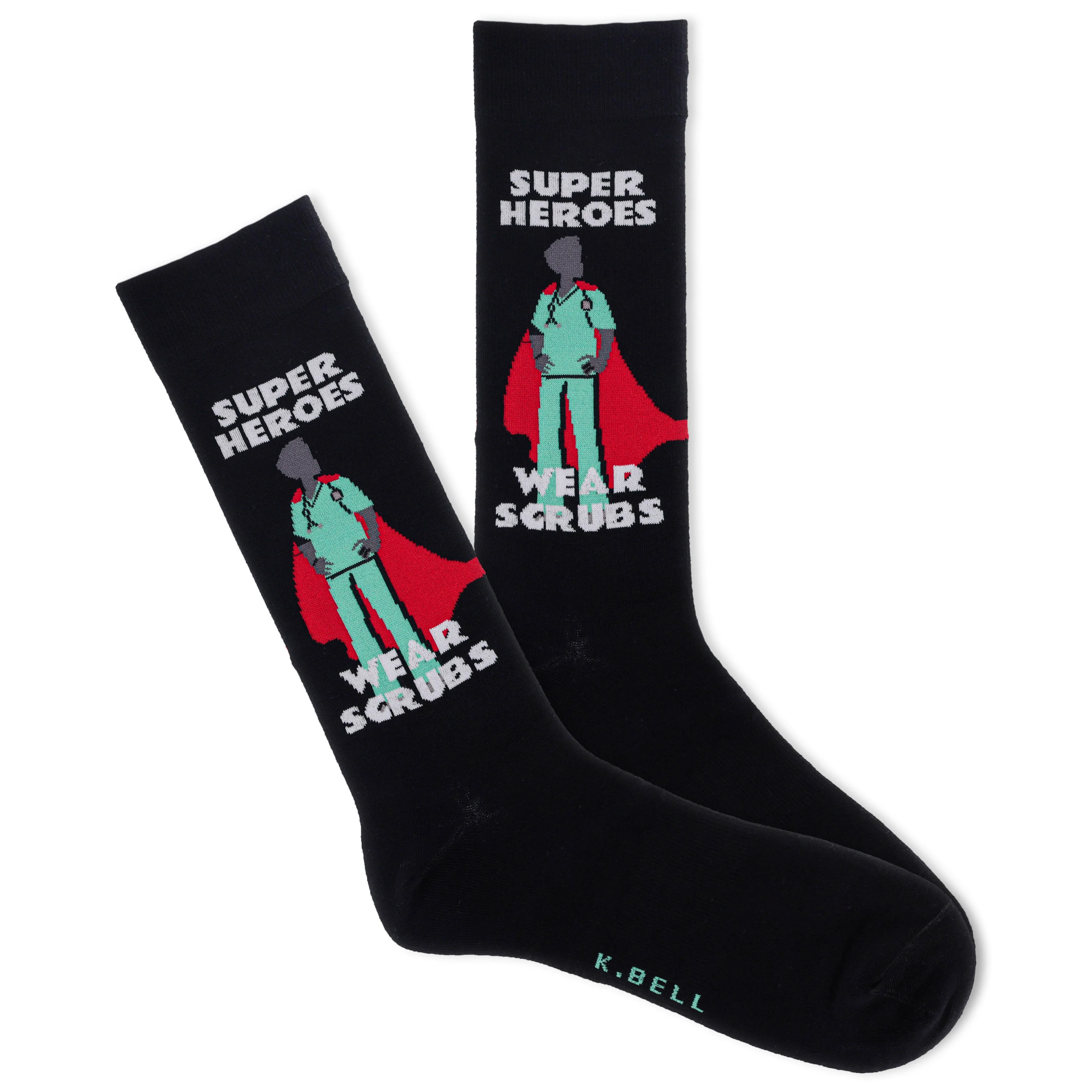 Image of K.Bell Men's Super Hero Scrubs Crew Socks