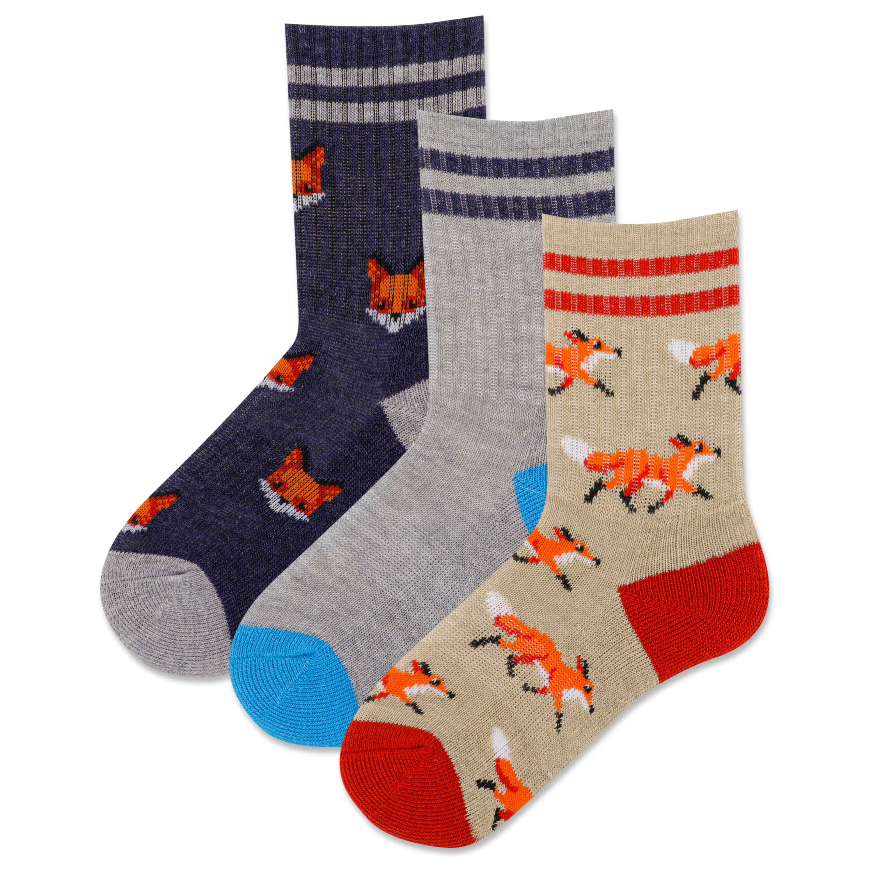 Image of HOTSOX Kid's Fox Crew Socks 3 Pair Pack