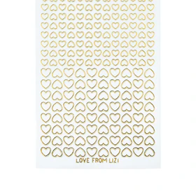 Mini Heart White With Gold Finish Peel-Off Stickers