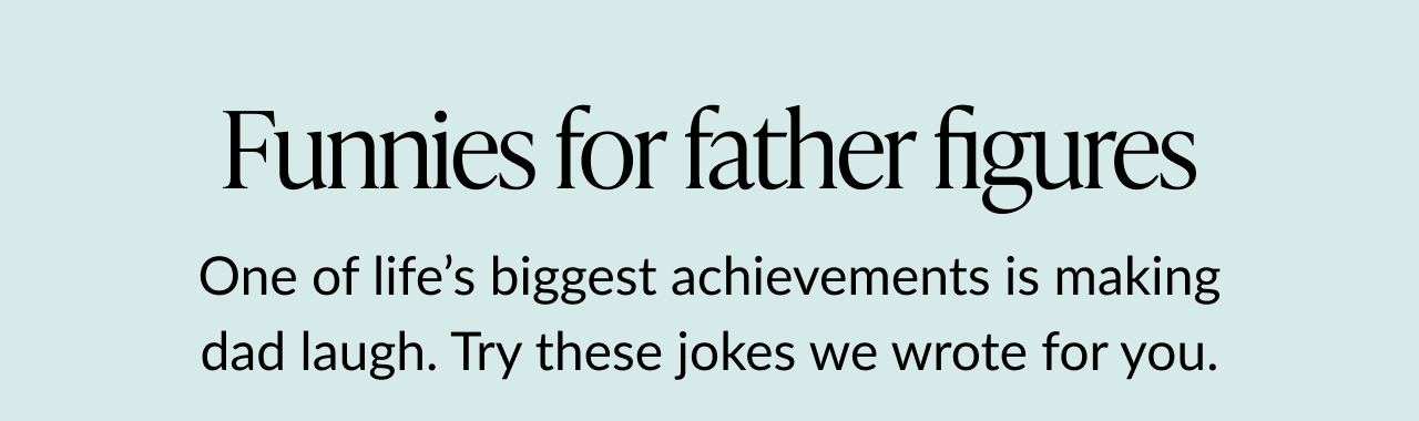 A banner with text that reads ''Funnies for father figures''.