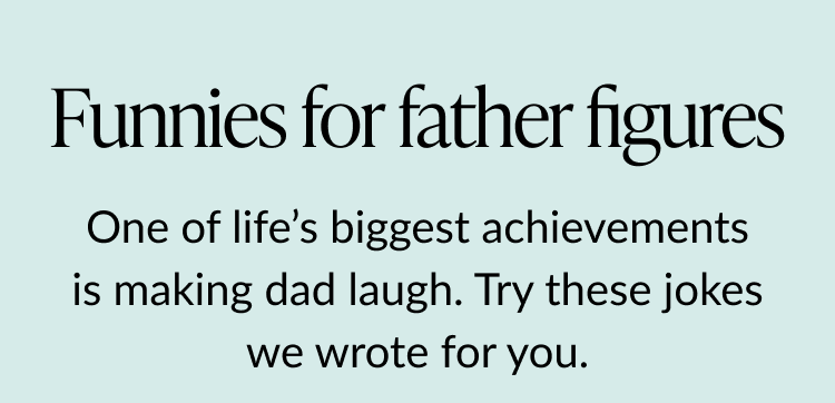 A banner with text that reads ''Funnies for father figures''.