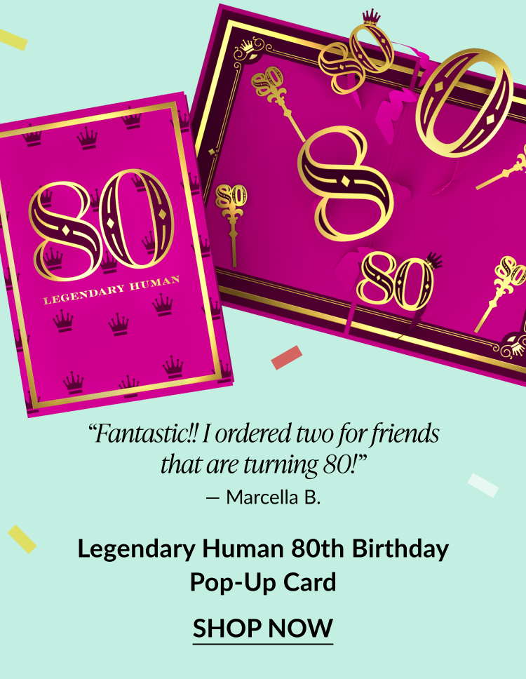 Birthday milestone pop-up cards. 