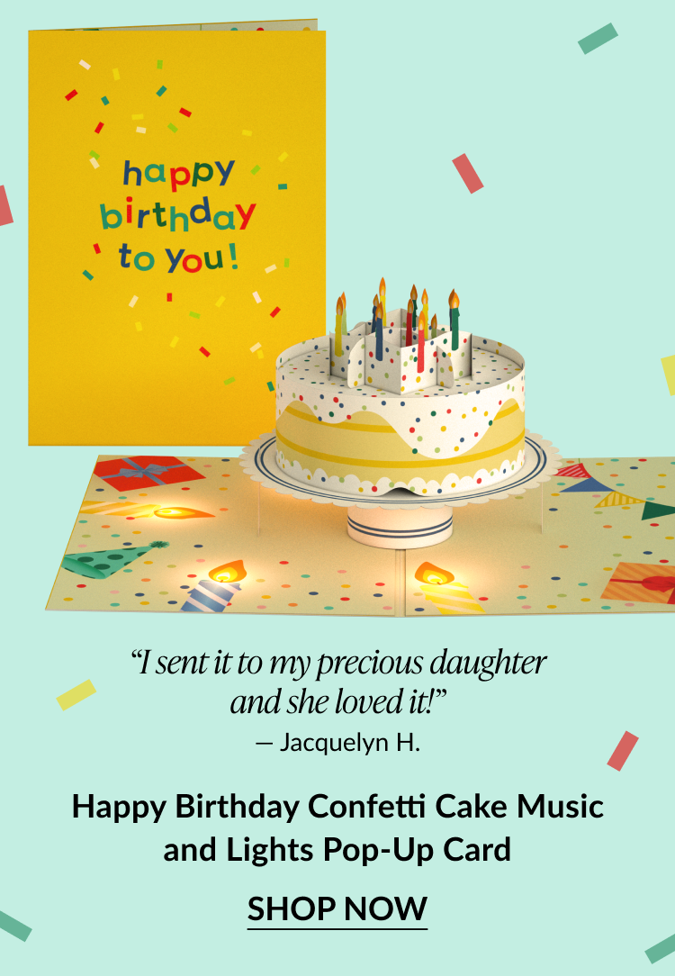 Happy Birthday music & lights pop-up card.
