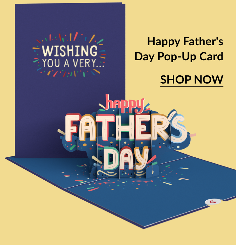 Happy Father's Day Pop-Up Card with confetti design and 3D pop-up letters.