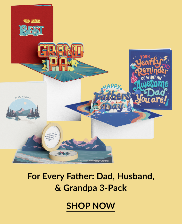 For Every Father: Dad, Husband, & Grandpa 3-Pack featuring 3 unique pop-up cards.