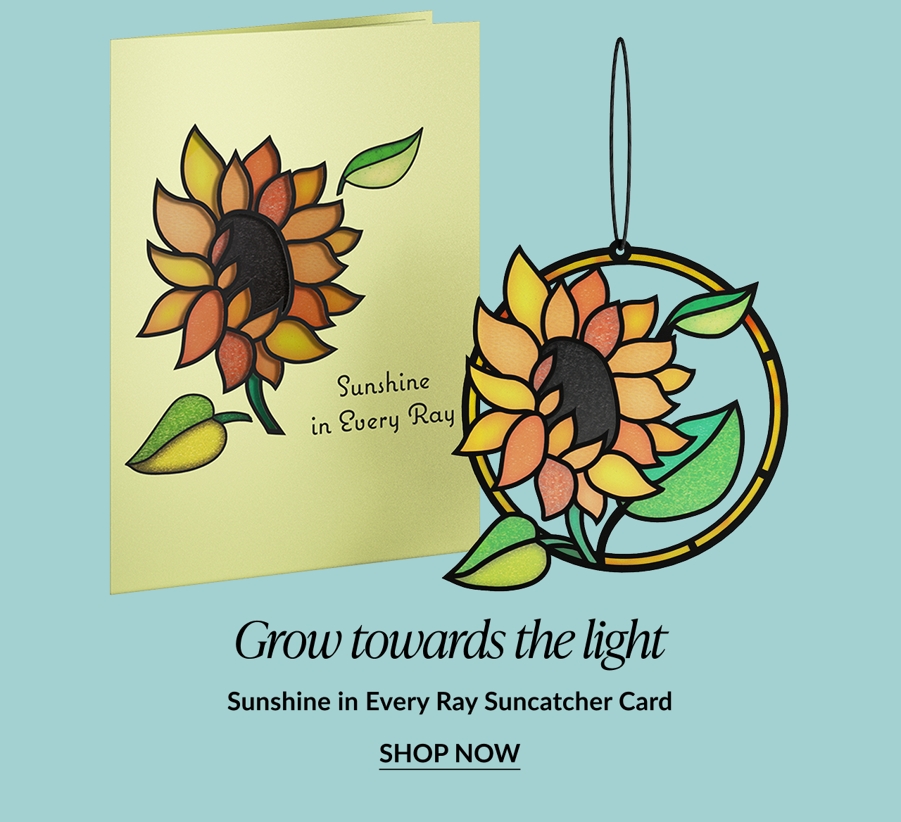 Grow towards the light. Sunshine in Every Ray Suncatcher Card. Shop now