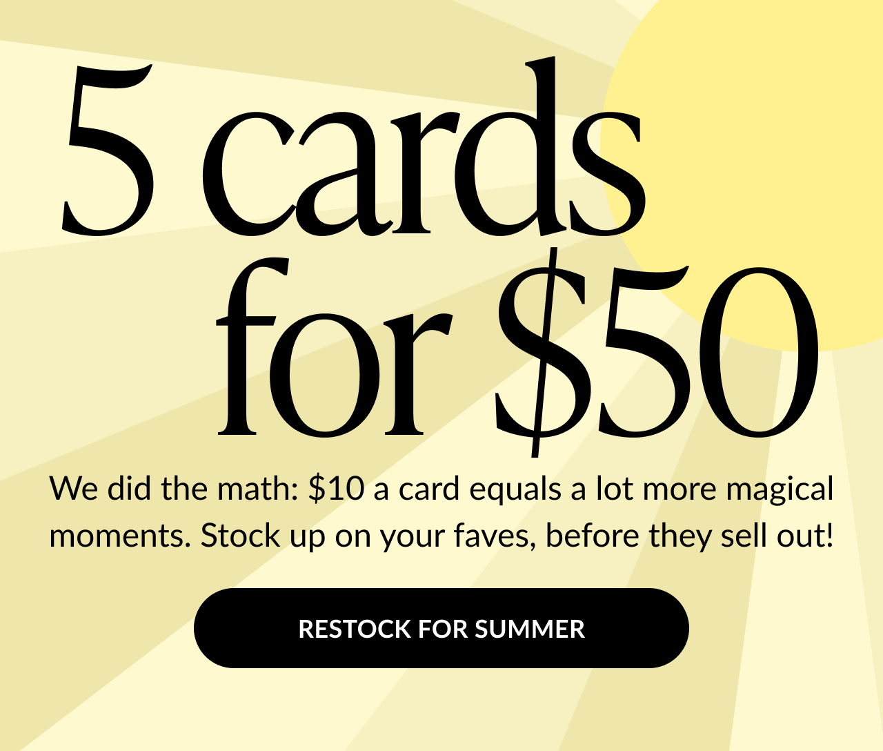 5 cards for $50