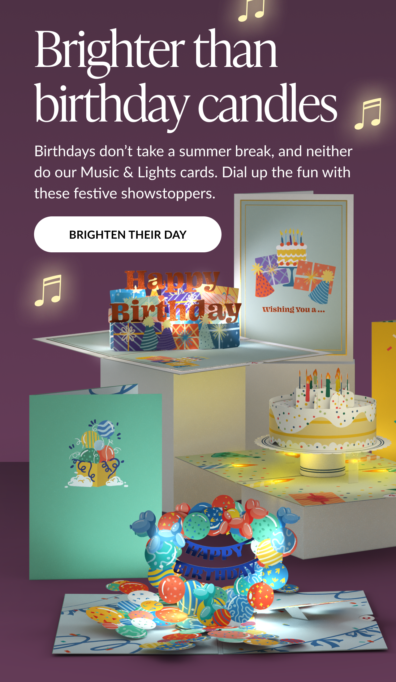 Music & Lights card promotion with text 