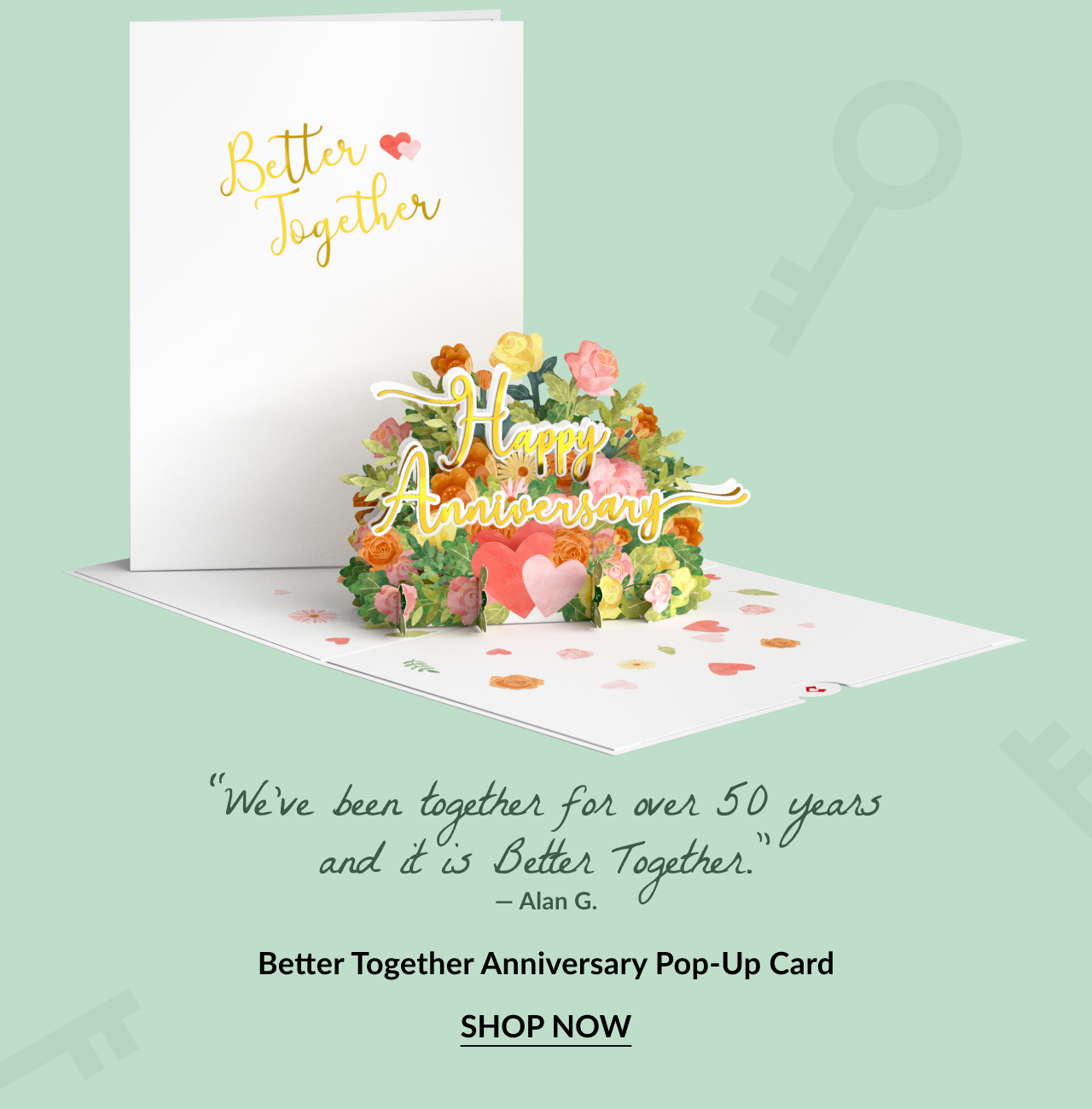 Better Together Anniversary Pop-Up Card featuring colorful flowers and 