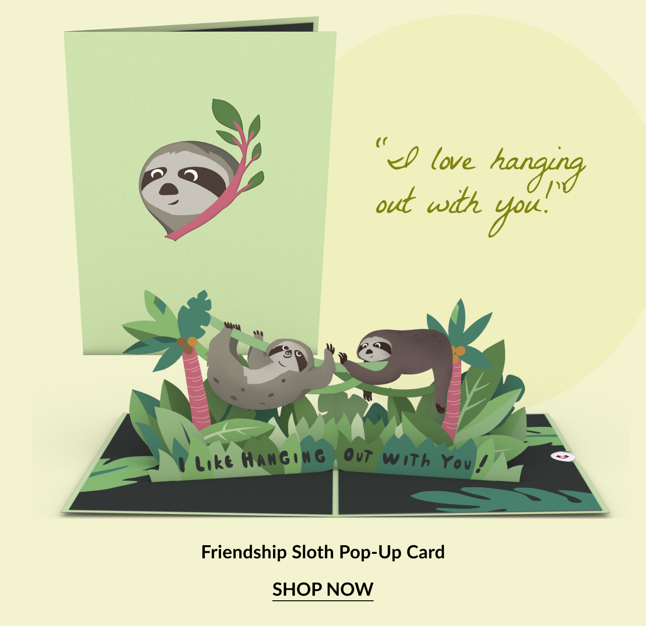 Friendship Sloth Pop-Up Card with 