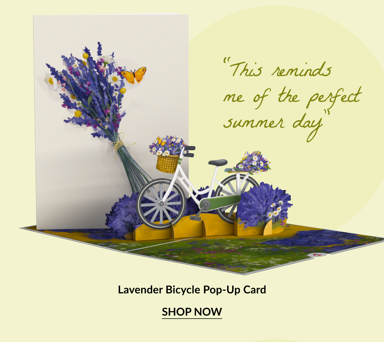 Lavender Bicycle Pop-Up Card with 
