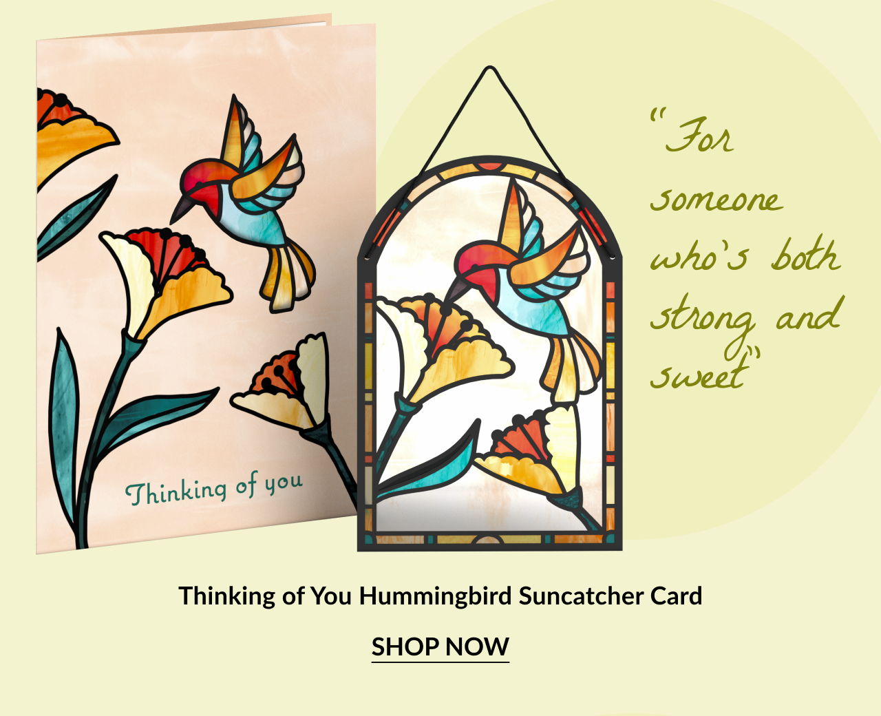 Thinking of You Hummingbird Suncatcher Card with 