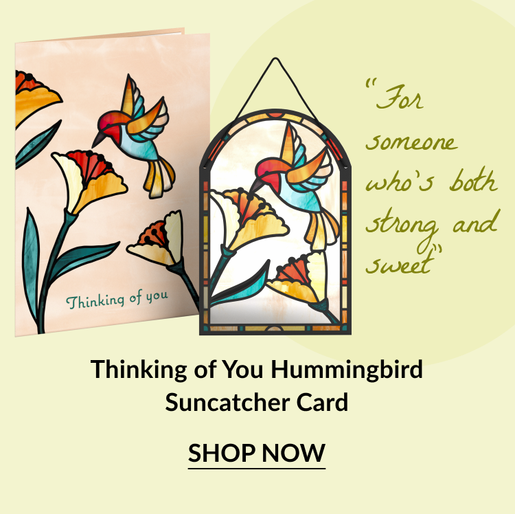 Thinking of You Hummingbird Suncatcher Card with 