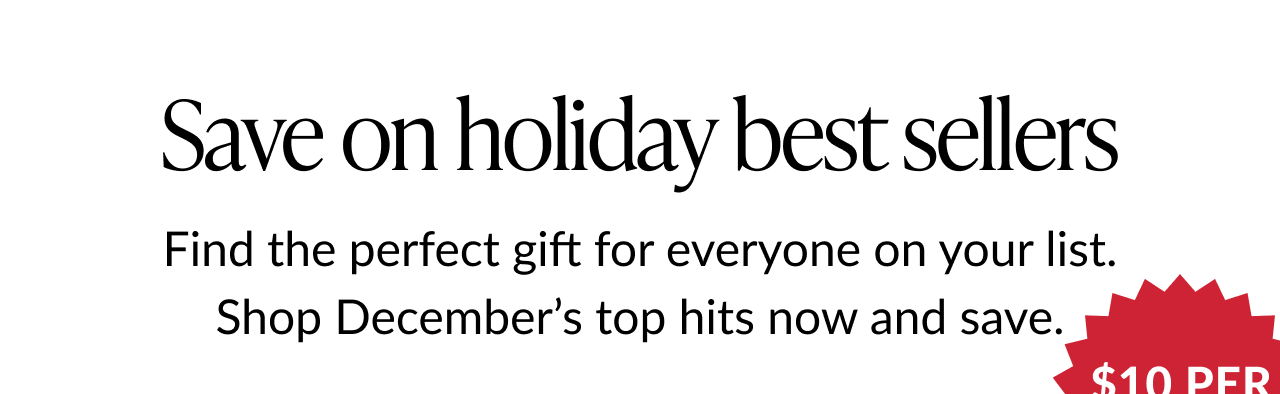 Text reading “Save on holiday best sellers,” encouraging shopping for December's top cards.