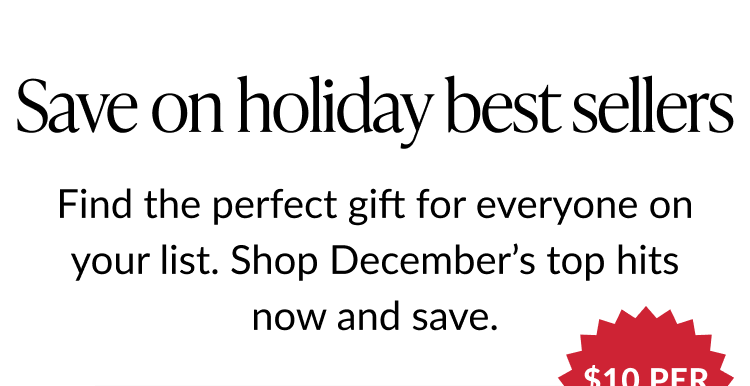 Text reading “Save on holiday best sellers,” encouraging shopping for December's top cards.
