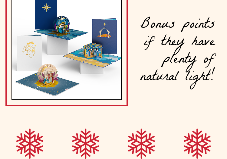 Christmas Nativity pop-up card set featuring vibrant and moody winter palette designs.