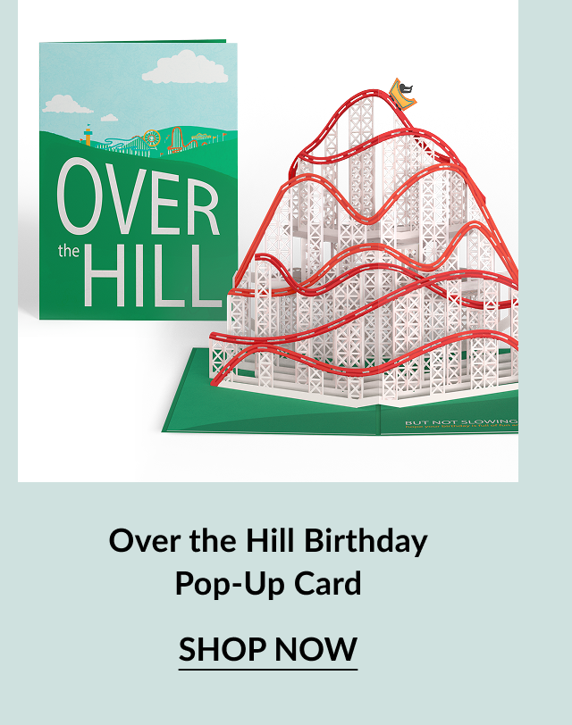 Over the Hill Birthday card with roller coaster pop-up design