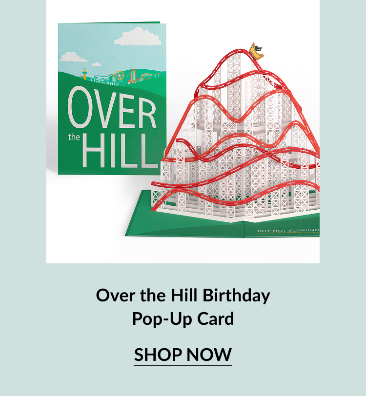 Over the Hill Birthday card with roller coaster pop-up design