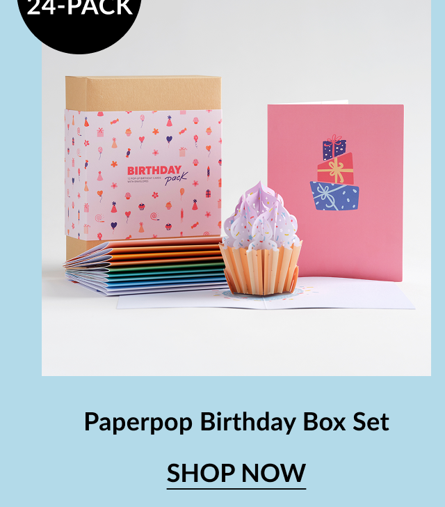 Paperpop Birthday Box Set featuring cupcake card and envelopes.
