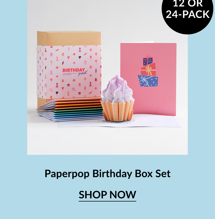 Paperpop Birthday Box Set featuring cupcake card and envelopes.