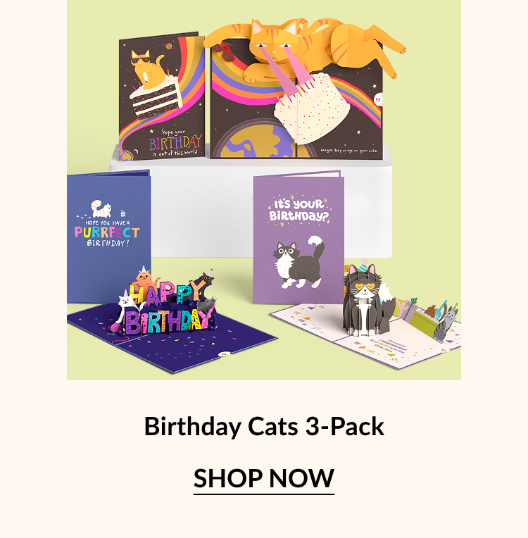 Birthday Cats 3-Pack with playful cat pop-up cards.