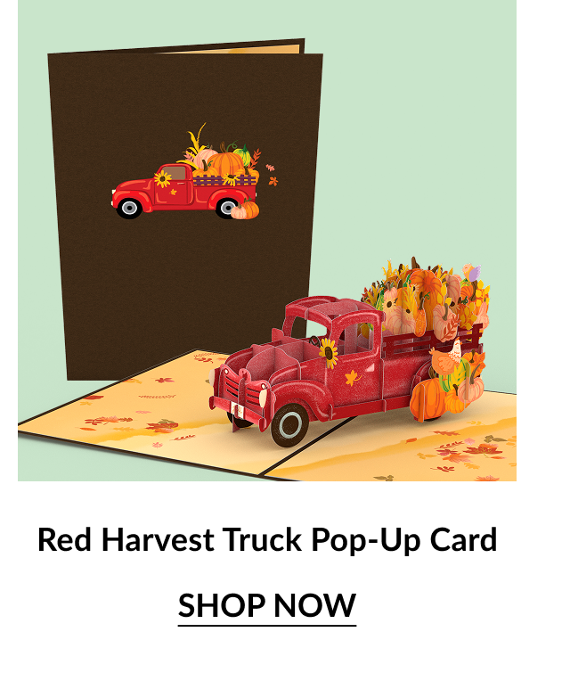 Red Harvest Truck Pop-Up Card.