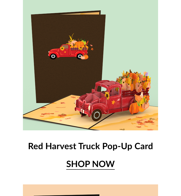 Red Harvest Truck Pop-Up Card.