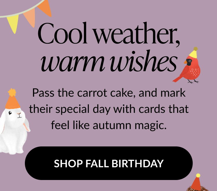 Cool weather warm wishes fall birthday banner with woodland animals