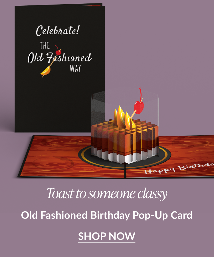 Old Fashioned Birthday pop-up card with cocktail design