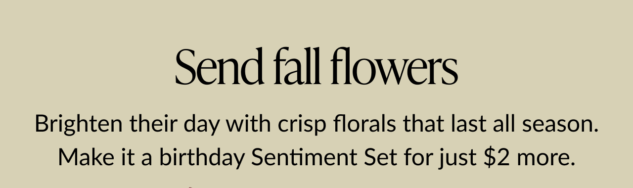 Send fall flowers headline with birthday bouquet promotion