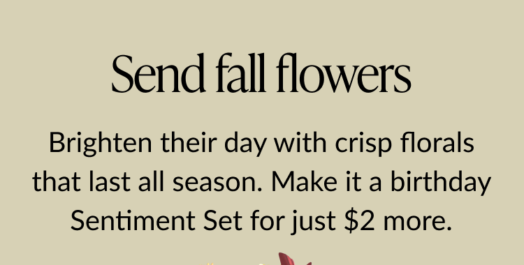 Send fall flowers headline with birthday bouquet promotion