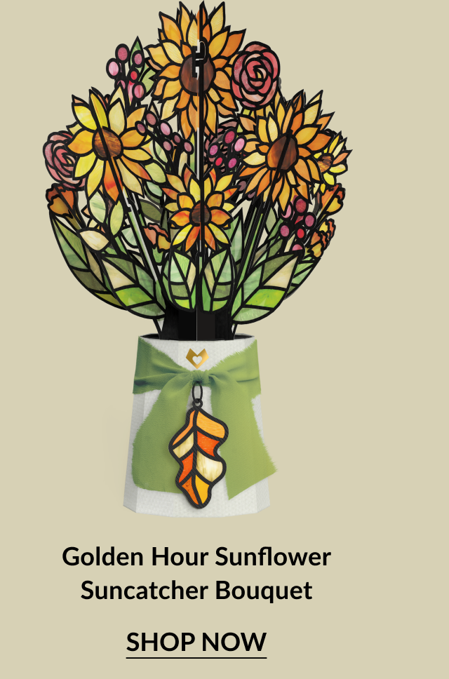 Golden Hour Sunflower Suncatcher Bouquet pop-up flower card