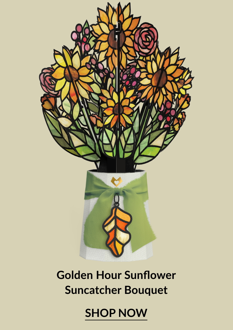 Golden Hour Sunflower Suncatcher Bouquet pop-up flower card